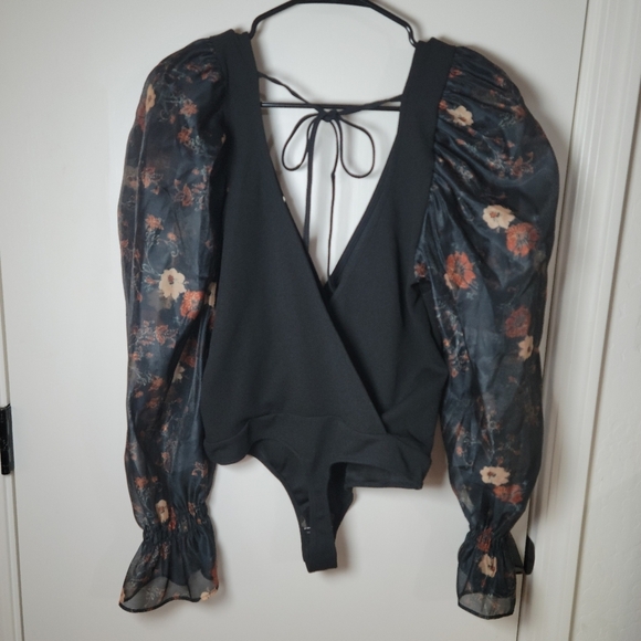 Intimately Free People Black Floral Bodysuit | Size Medium | NWT - Picture 6 of 8